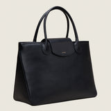 Alessia Large Tote in black nappa leather, three-quarter view
