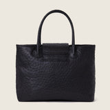 Back view of the Alessia Large Tote in black ostrich