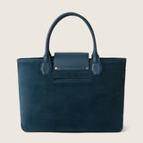 Back view of the Alessia Large Tote in bottle green suede