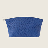 Front view of the Blake Large Clutch in blue ostrich