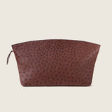 Front view of the Blake Large Clutch in brown ostrich