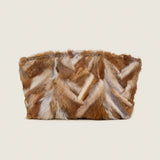 Front view of the Blake Large Clutch in multicolor fox fur