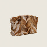 Blake Large Clutch in multicolor fox fur, three-quarter view