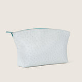 Blake Large Clutch in white ostrich, three-quarter view