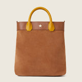 Front view of the Gisele Large Shopper in tan suede