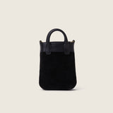 Back view of the Lola Mini Shopper in black suede
