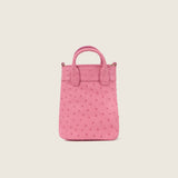 Front view of the Lola Mini Shopper in pink ostrich