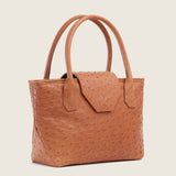 Lucille Mini Tote in tan ostrich, three-quarter view