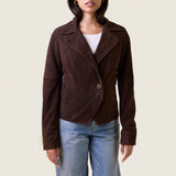 LAYLA SUEDE COAT WITH DETACHABLE TIBETAN LAMB COLLAR