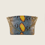Stevie Medium Clutch in desert sky python, angled front view