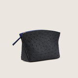 Taylor Mini Clutch in black ostrich, three-quarter view