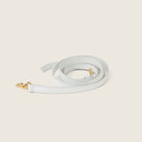 White ostrich shoulder strap with gold hardware for the Taylor Mini Clutch