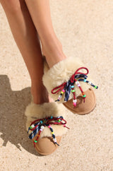 CARRIE NAVY SHEARLING MULE