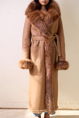 Paige Shearling Long Coat with Fox collar & cuffs