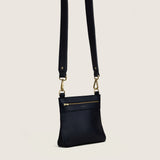 Removable black nappa cross-body pouch from the Alessia Large Tote, shown with its strap