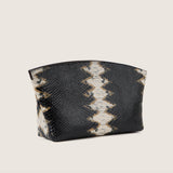 Blake Large Clutch in black and brown python-embossed leather, three-quarter view