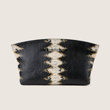 Back view of the Blake Large Clutch in black and brown python-embossed leather