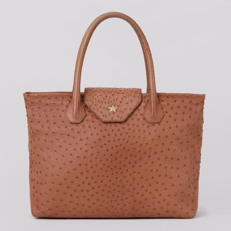 Alessia Large Tan Ostrich