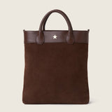 Front view of the Gisele Large Shopper in brown suede