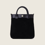 Front view of the Kelly Medium Shopper in black suede