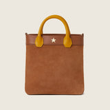 Front view of the Kelly Medium Shopper in tan suede