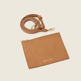 Removable tan pouch and shoulder strap from the Kelly Medium Shopper