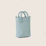 Lola Mini Shopper in light blue ostrich, three-quarter view
