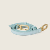 Light blue ostrich shoulder strap with gold hardware for the Lola Mini Shopper