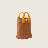 Lola Mini Shopper in tan suede, three-quarter view
