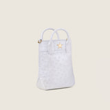 Lola Mini Shopper in white ostrich, three-quarter view