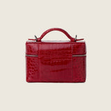 Back view of the Mia Vanity Bag in cherry red alligator