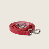 Cherry red alligator shoulder strap with silver hardware for the Mia Vanity Bag