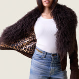 LAYLA SUEDE COAT WITH DETACHABLE TIBETAN LAMB COLLAR