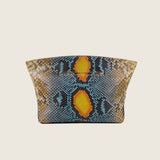Back view of the Stevie Medium Clutch in desert sky python