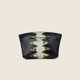 Back view of the Taylor Mini Clutch in black and lime python-embossed leather