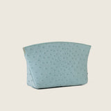 Taylor Mini Clutch in light blue ostrich, three-quarter view