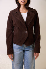 SUEDE COAT WITH DETACHABLE TIBETAN LAMB COLLAR