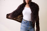 SUEDE COAT WITH DETACHABLE TIBETAN LAMB COLLAR