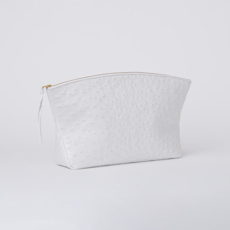 Blake  Oversized White Ostrich Clutch