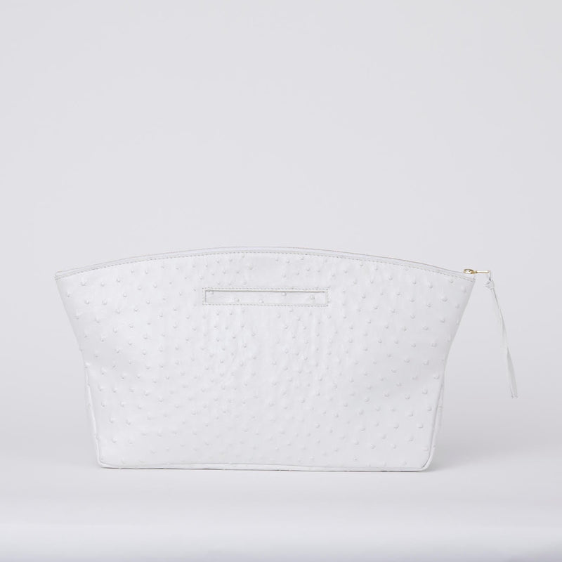Blake White Oversized Ostrich Clutch (No Logo)