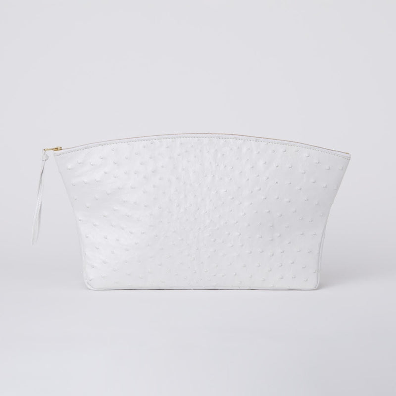 Blake White Oversized Ostrich Clutch (No Logo)