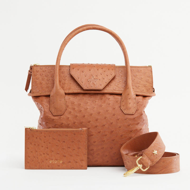 Lucille Mini Tan Ostrich – etoile totes