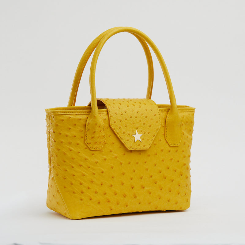 Yellow Ostrich Genuine Leather Skin Women's Handbag 