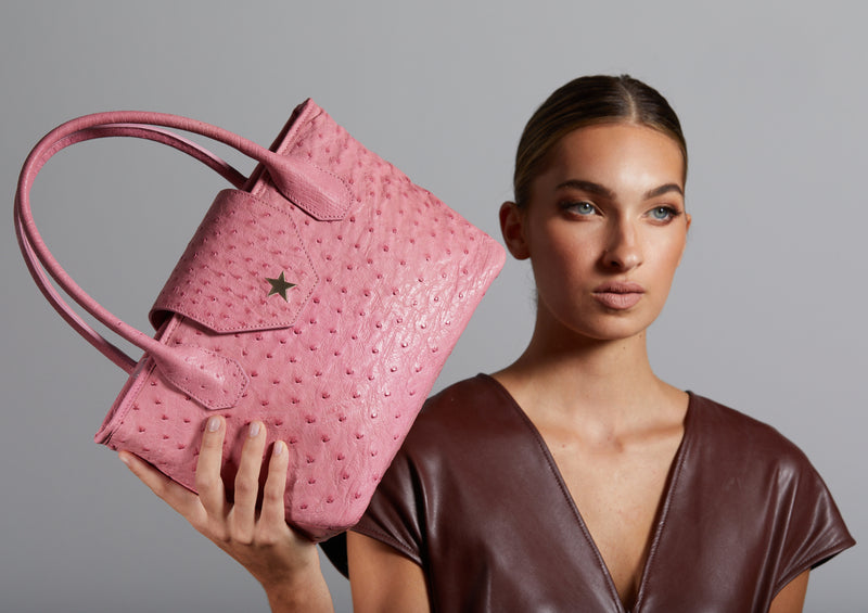 Lucille Mini Pink Ostrich – etoile totes