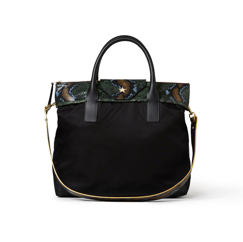 Alessia Large Tote Black / Wild Green Python