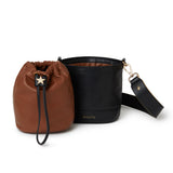 Natalie Black/Cognac Bucket Bag