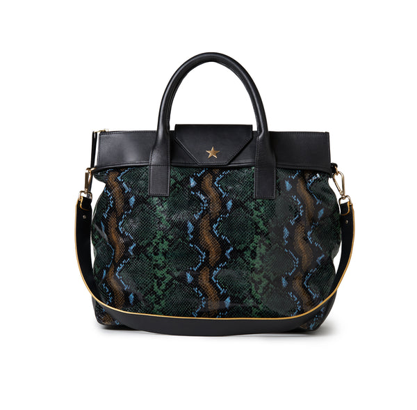 Alessia Large Wild Green Embossed Python