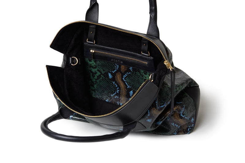Alessia Large Wild Green Embossed Python