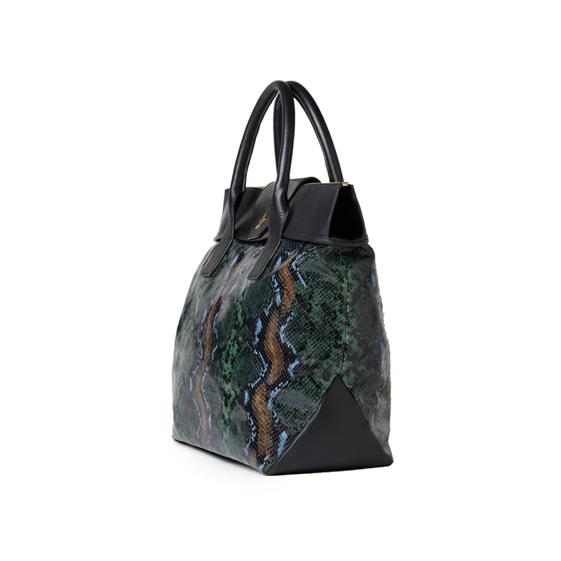 Alessia Large Wild Green Embossed Python