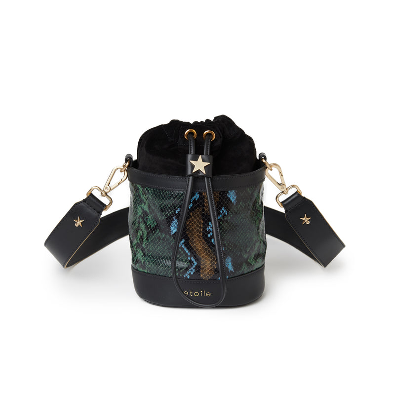 Natalie Wild Green Embossed Python Bucket Bag
